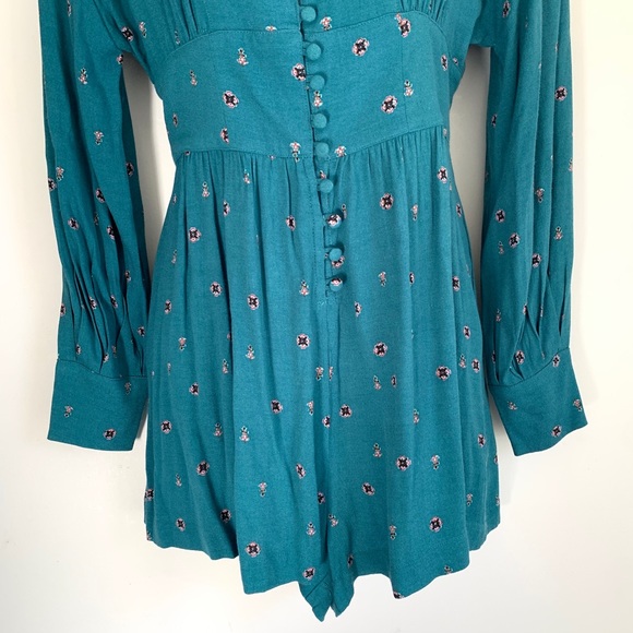 Free People Green Floral Romper - Picture 4 of 8